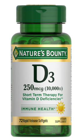 Nature’s Bounty Vitamin D3 250mg 10000iu (72 Count)/24pk