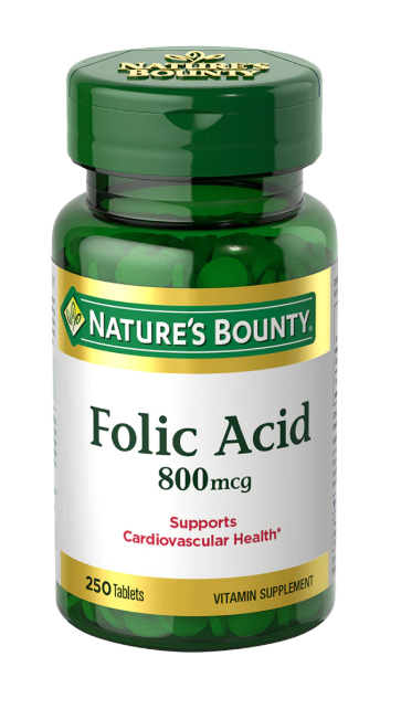 Nature’s Bounty Folic Acid, 800 mcg (250 Count, 2 Pack)/24pk