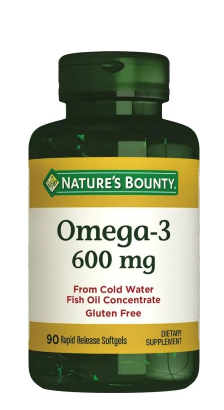 Nature’s Bounty Omega 3 Fish Oil Softgels 600mg (90 Count)/24pk